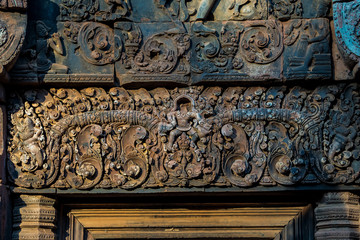 Banteay Srei is a Hindu temple dedicated to Shiva in Angkor, Cambodia