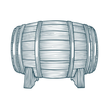 Barrel. Wooden barrel hand drawn vector illustration. Part of set.