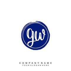 GW initials handwriting logo, with brush template and brush circle