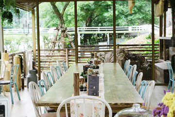 Inside a coffee house for trevelers visiting a farm village