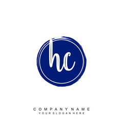 H initials handwriting logo, with brush template and brush circle
