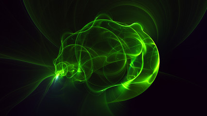 3D rendering abstract green fractal light background