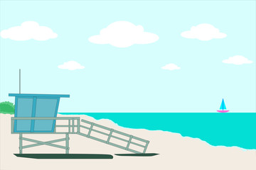 The lifeguard staton on the beach  .