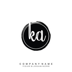 KA initials handwriting logo, with brush template and brush circle