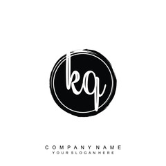 KQ initials handwriting logo, with brush template and brush circle