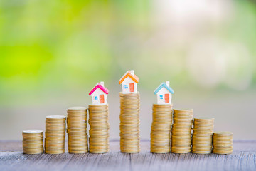 Stack of coins stacked with growth in the park