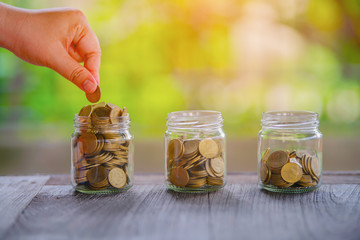 Plants and coins for watering can be used to guide financial growth 