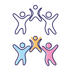 Vector abstract three people icon symbol with children