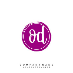 OD initials handwriting logo, with brush template and brush circle