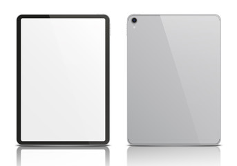 Realistic silver tablet pc.