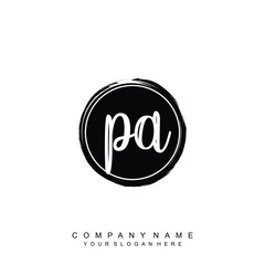 PA initials handwriting logo, with brush template and brush circle