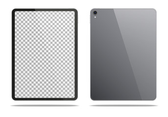Realistic dark grey tablet pc.