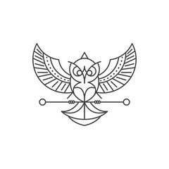 Line art style Owl logo Design. High Quality Vector Illustration