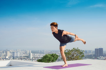 Man practicing advanced yoga. A series of yoga poses. lifestyle concept.