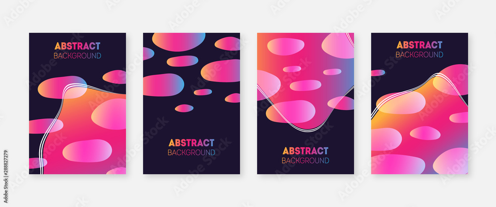 Poster abstract bright color gradient cover set. trendy minimal geometric pattern design