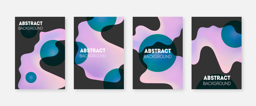 Abstract gradient shapes cover set. Modern minimal geometric background design