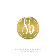 SB initials handwriting logo, with brush template and brush circle