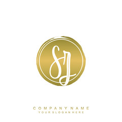 SZ initials handwriting logo, with brush template and brush circle