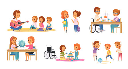 Inclusion Inclusive Education Cartoon Icon Set