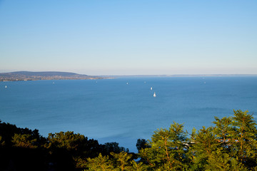 Beautiful view of the Lake Balaton from Tihany on a sunny day