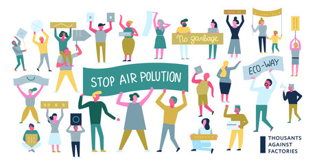 Ecological Action Protesting People Illustration