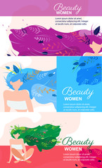 Beauty Women, Natural Concept Flat Advertisement.