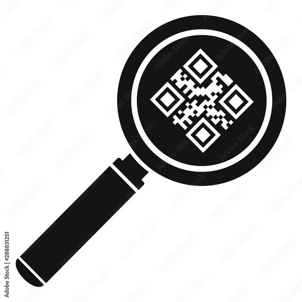 Poster magnify glass qr code icon. simple illustration of magnify glass qr code vector icon for web design 