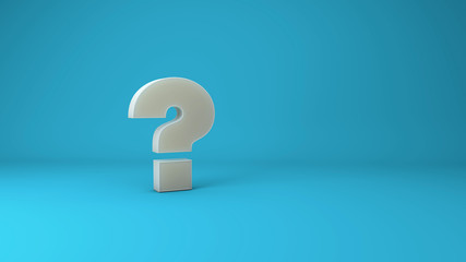 3D rendered illustration question mark and blue background