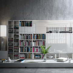 Modern Furnishing Presentation with a Bookshelf (detail) - 3d visualization