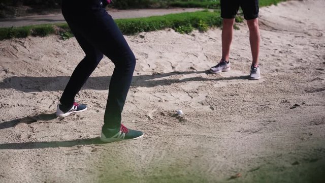 Golf Bunker swing shot slowmotion