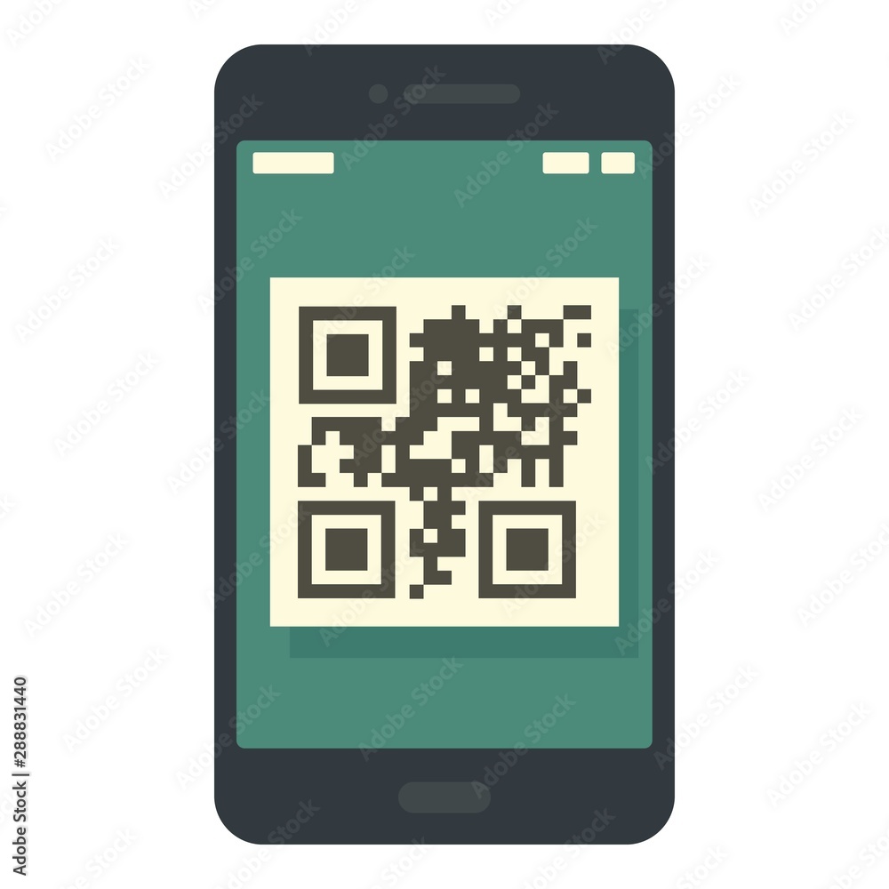 Poster smartphone new qr code icon. flat illustration of smartphone new qr code vector icon for web design