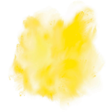 Yellow Watercolor Splash On White Background