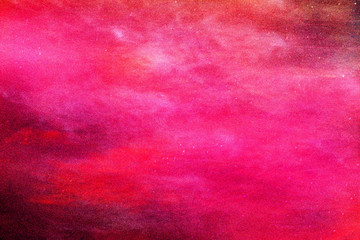 Abstract cosmic background in red tones. Nebula and stars distant galaxies