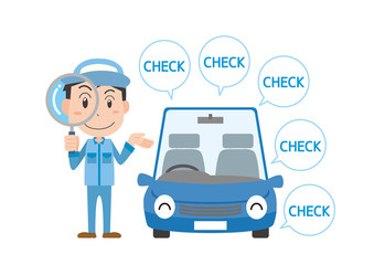 Obraz premium 車 自動車 車検 整備 点検 チェック 男性