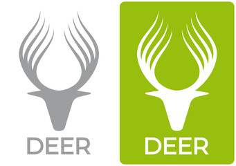 Vector deer brand logo, classic and inverse version. Isolated on white background.