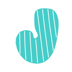 J Decorated letter. flat style. Cartoon children letter j