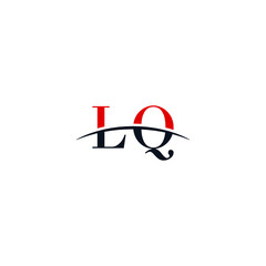 Initial letter LQ, overlapping movement swoosh horizon logo company design inspiration in red and dark blue color vector