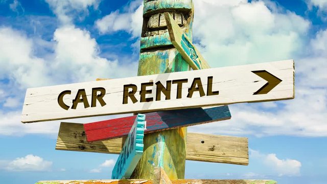 Street Sign the Way to Car Rental