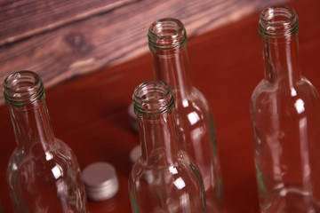 Empty bottles on a table