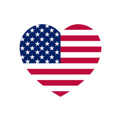 Stylish colored minimalistic mockup in the shape of the heart of the USA flag.