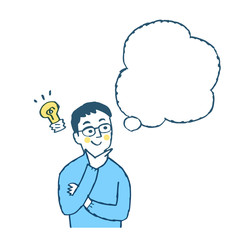 考える男性　ふきだし