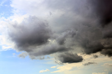 Fototapeta na wymiar Sky with heavy rainy clouds on grey day