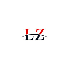 Initial letter LZ, overlapping movement swoosh horizon logo company design inspiration in red and dark blue color vector
