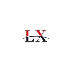 Initial letter LX, overlapping movement swoosh horizon logo company design inspiration in red and dark blue color vector