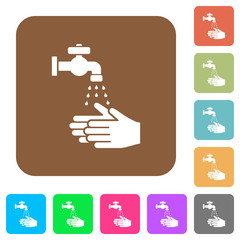 Hand washing rounded square flat icons