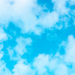 Fototapeta na wymiar Vector abstract background, design template with copy space. Vibrant teal blue sky with soft white clouds