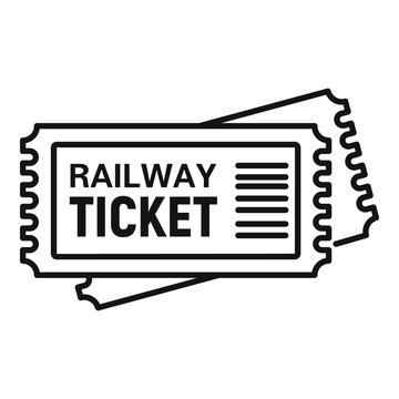 Railway ticket icon. Outline railway ticket vector icon for web design isolated on white background