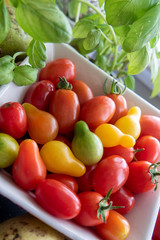 bowl of cherry tomatoes red and yellow