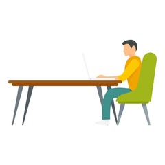 Man work at table icon. Flat illustration of man work at table vector icon for web design
