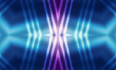 Dark abstract futuristic background. Neon lines, glow. Neon lines, shapes. Pink and blue glow